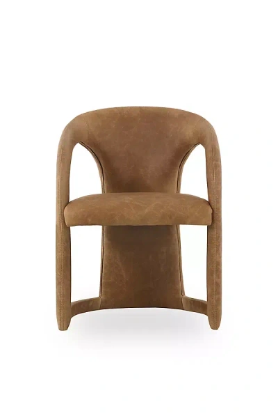 Anthropologie Archie Distressed Leather Dining Chair In Brown