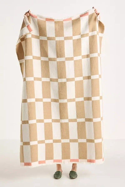 Anthropologie Ares Cotton Chenille Woven Throw Blanket In Neutral