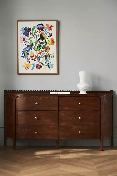 Anthropologie Aria Six-drawer Oak Wood Dresser In Brown
