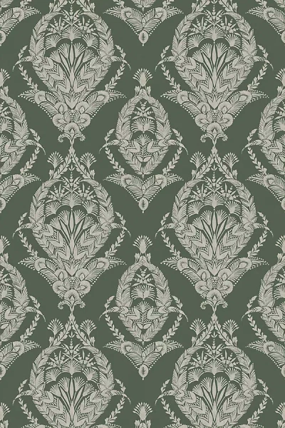 Anthropologie Arlie Botanical Damask Wallpaper In Green