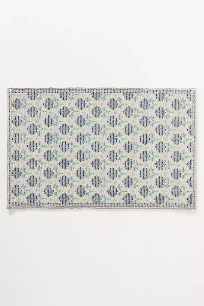 Anthropologie Aryn Cotton Chenille Bath Mat In Blue