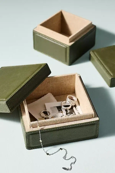 Anthropologie Asby Full Grain Leather Box, Set Of 2 In Pattern