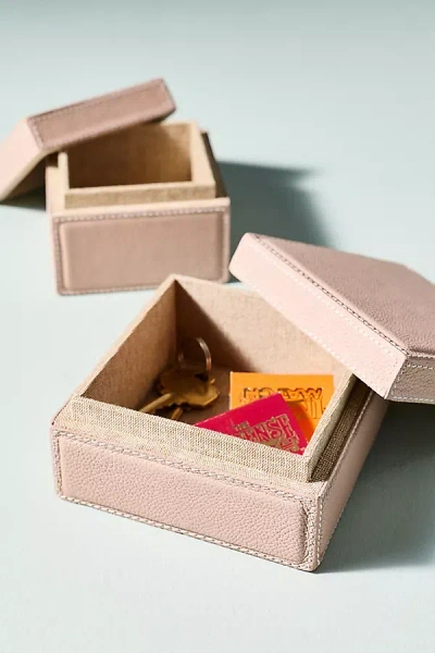 Anthropologie Asby Full Grain Leather Box, Set Of 2 In Pink