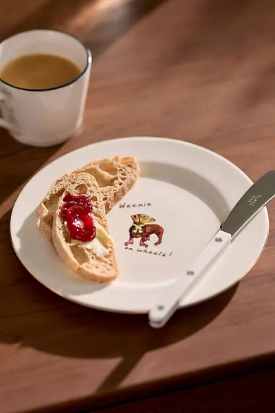 Anthropologie Ashe 24k Gold Accent Stoneware Dessert Plate