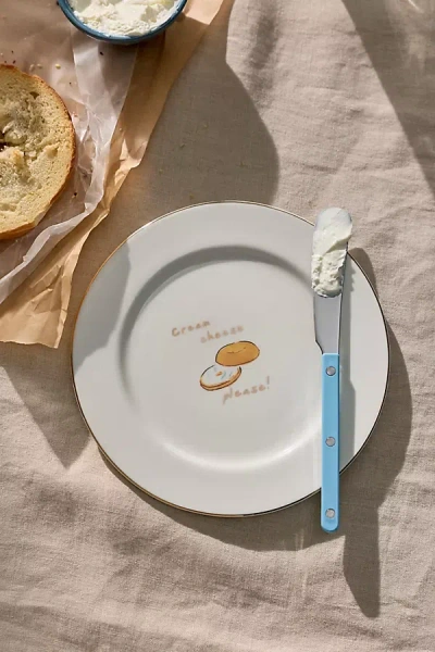 Anthropologie Ashe 24k Gold Accent Stoneware Dessert Plate