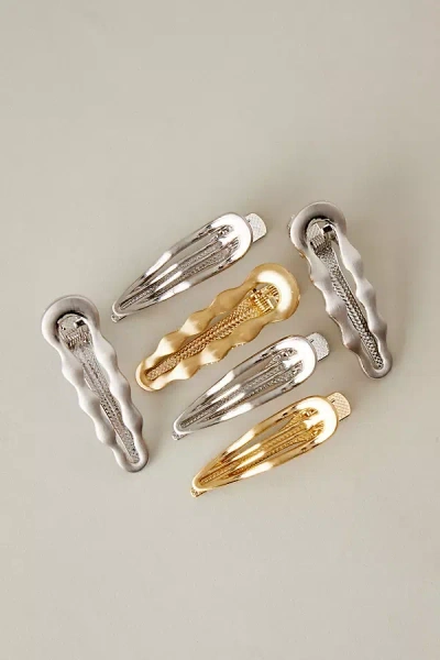 Anthropologie Assorted Metal Hair Clips, Set Of 6 In Gold