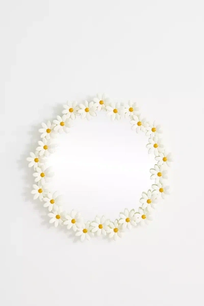 Anthropologie Aster Daisy Round Mirror In White