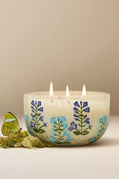 Anthropologie Astrid Fresh Fern Moss Glass Candle In White