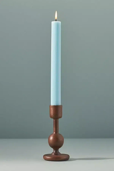 Anthropologie Astrid Wood Candlestick Holder In Blue