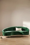 Anthropologie Asymmetrical Ruched Velvet Serpentine Sofa