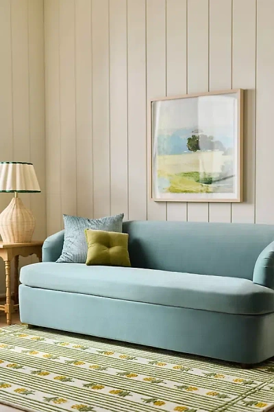 Anthropologie Athena Velvet Sleeper Sofa In Blue