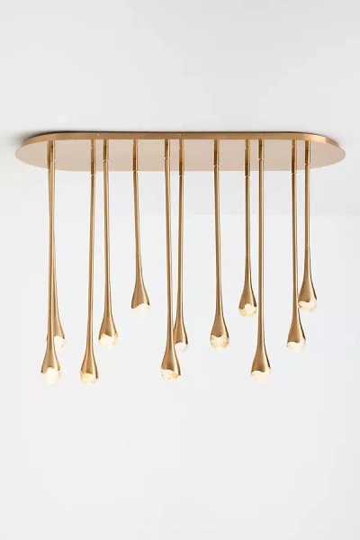 Anthropologie Audra Led Bubble Rainfall Metal Chandelier In Gold