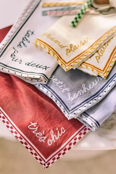 Anthropologie Audrey Embroidered Cotton Napkins, Set Of 4