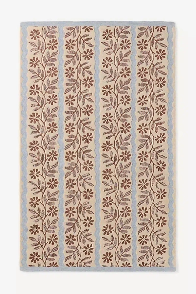 Anthropologie Austin Tufted Wool Striped Floral Rug