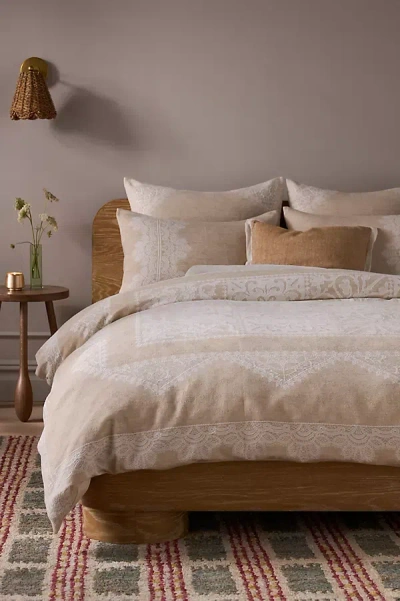 Anthropologie Avery Cotton & Linen Woven Duvet In Neutral