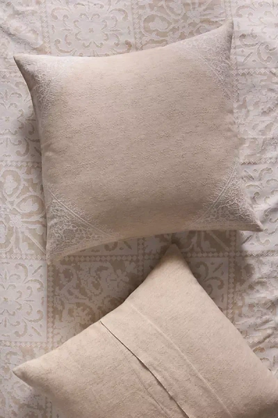 Anthropologie Avery Cotton & Linen Woven Euro Sham In Pink