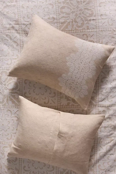 Anthropologie Avery Cotton & Linen Woven Shams, Set Of 2 In Neutral
