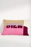 Anthropologie Avery Cotton Embroidered Colorblock Pillow In Multi
