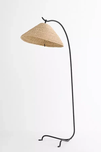 Anthropologie Bainbridge Seagrass Floor Lamp In Black