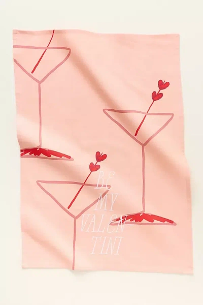 Anthropologie Be My Valentini Dish Towel In Pink