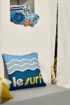 Anthropologie Beach Vibes Embroidered Indoor/outdoor Pillows In Blue