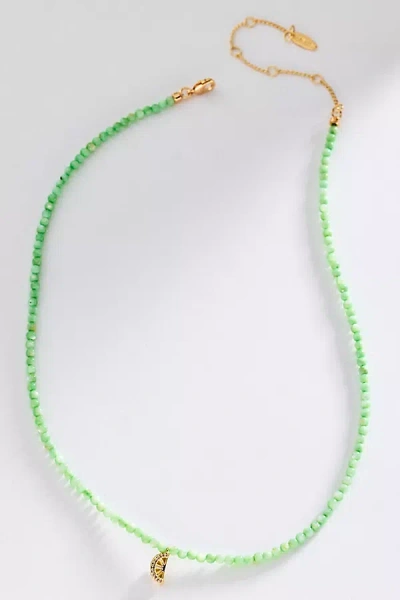 Anthropologie Beaded Icon Necklace In Green