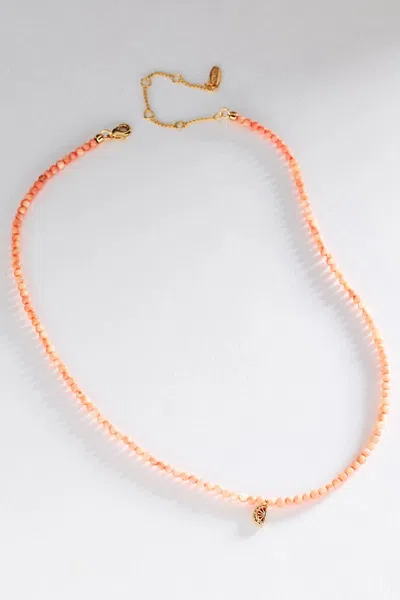 Anthropologie Beaded Icon Necklace In Orange