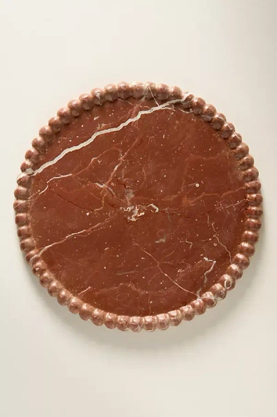 Anthropologie Beaded Marble Cheese Board In Red