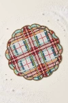 Anthropologie Beaded Plaid Holiday Placemat In Multi