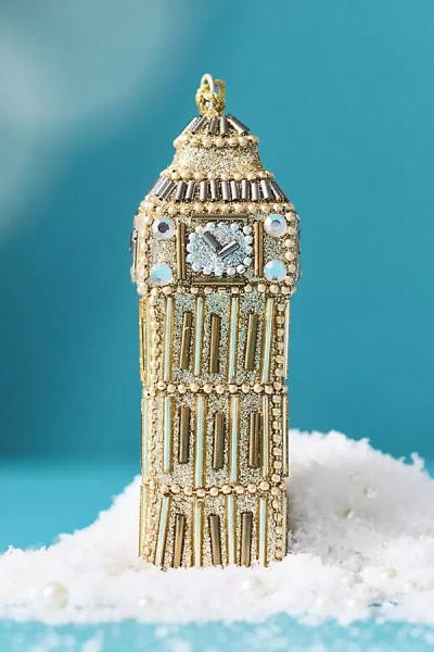 Anthropologie Beaded Travel Ornament In Gold