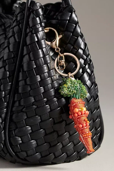 Anthropologie Beaded Vegetable Bag Charm In Orange