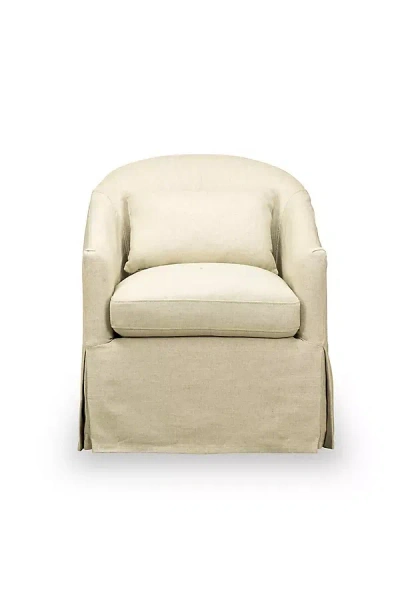 Anthropologie Becky Linen Slipcover Swivel Glider Chair