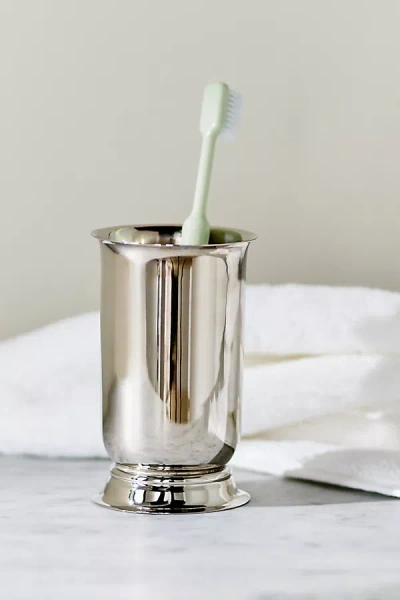 Anthropologie Bedford Brass Bath Tumbler In Silver