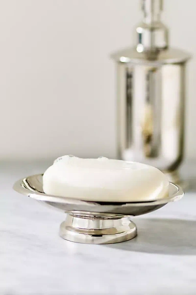 Anthropologie Bedford Brass Soap Dish In Silver