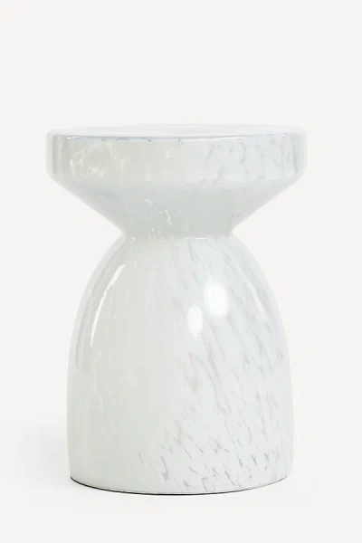 Anthropologie Bela Glass Side Table In White