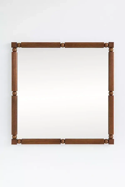 Anthropologie Benedicta Wood Bead Large Square Wall Mirror