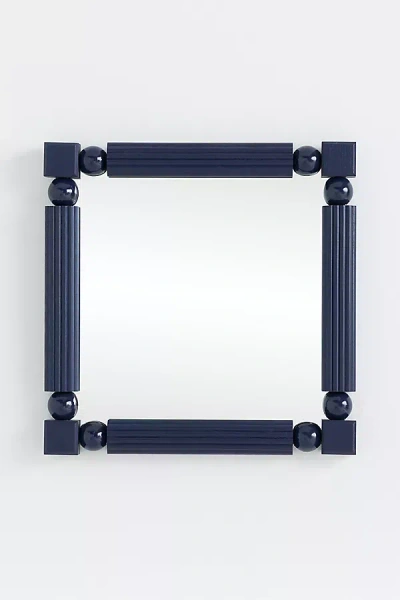 Anthropologie Benedicta Wood Bead Petite Square Gallery Wall Mirror In Blue