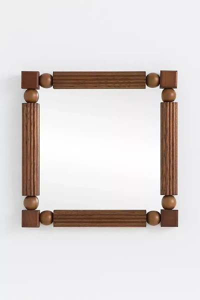 Anthropologie Benedicta Wood Bead Petite Square Gallery Wall Mirror