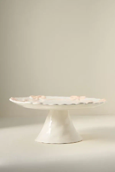 Anthropologie Benedita Bow Ceramic Stoneware Cake Stand