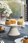 Anthropologie Benedita Bow Ceramic Stoneware Cake Stand In White