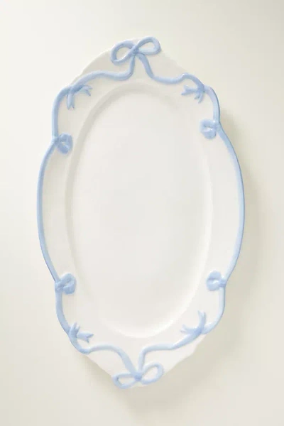 Anthropologie Benedita Bow Ceramic Stoneware Platter In White