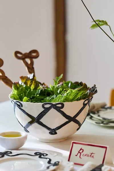 Anthropologie Benedita Bow Ceramic Stoneware Serve Bowl In Neutral