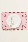 Anthropologie Benedita Bow Cotton Embroidered Placemat In White