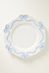 Anthropologie Benedita Bow Stoneware Dinner Plates, Set Of 4 In Blue