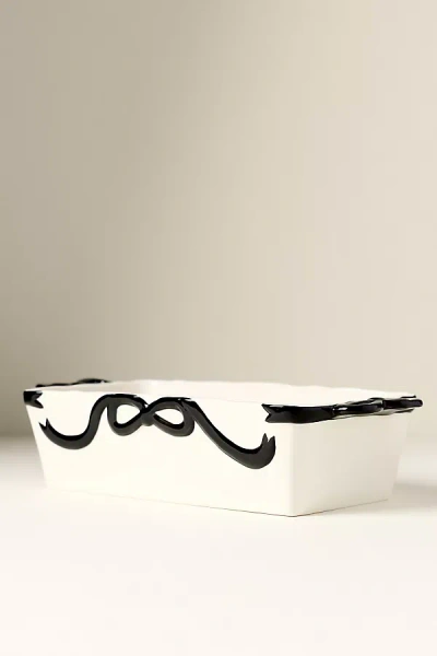 Anthropologie Benedita Bow Stoneware Loaf Pan In White