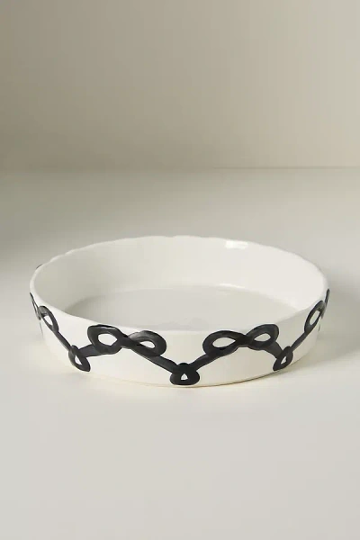 Anthropologie Benedita Bow Stoneware Pie Dish In White