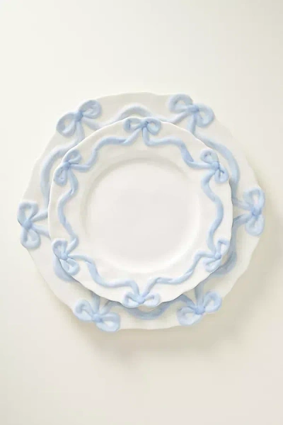 Anthropologie Benedita Bow Stoneware Side Plates, Set Of 4 In Blue