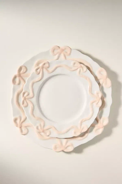 Anthropologie Benedita Bow Stoneware Side Plates, Set Of 4