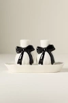 Anthropologie Benedita Stoneware Bow Salt & Pepper Shakers In White