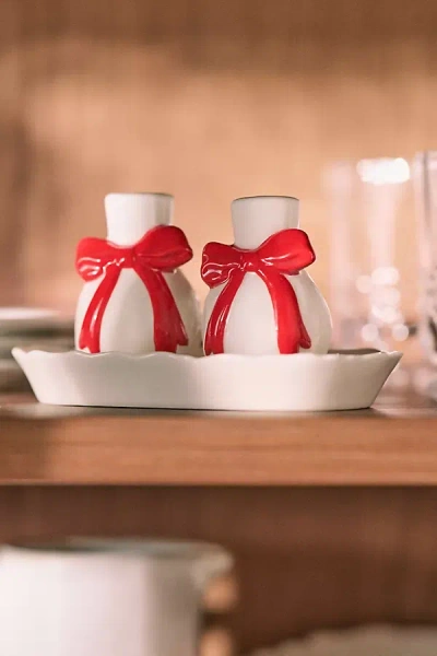 Anthropologie Benedita Stoneware Bow Salt & Pepper Shakers